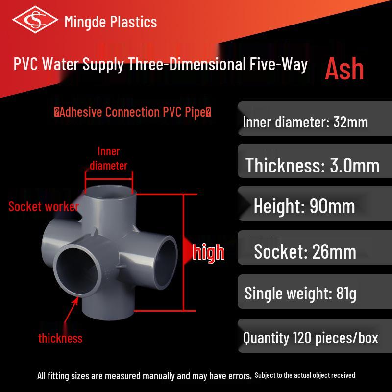 PVC Vícesměrné 3D Plastové Fitinky pro Vodovodní Potrubí (Pravoúhlý, Čtyřcestný, Pěticestný, Šesticestný T-kus)