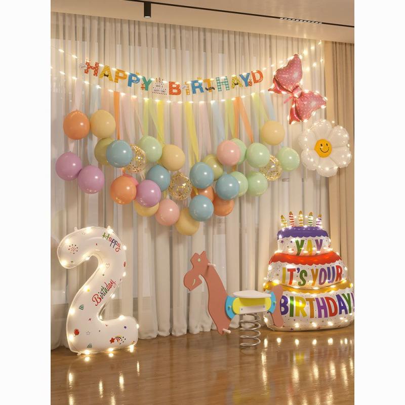 Xiaohongshu First Birthday Balloon Decoration Set for Boys and Girls: Party Background Scene Arrangement