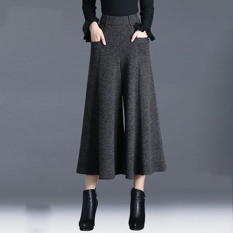 

Новые осенние и зимние шерстяные брюки, утягивающие брюки с девятью точками, женские брюки в гонконгском стиле, свободные брюки, женские брюки 4XL