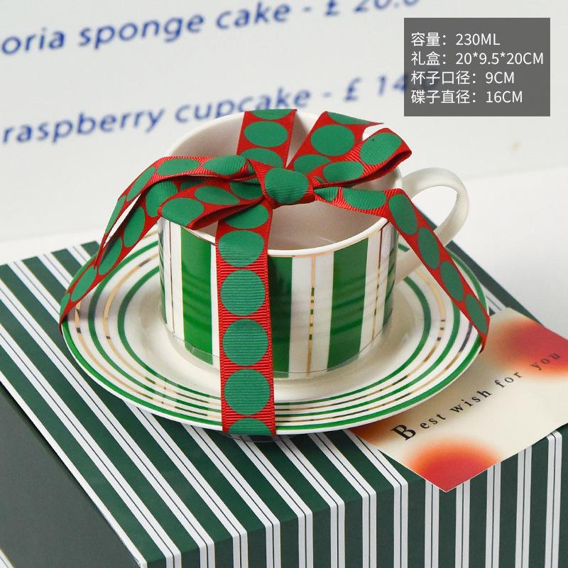 

High Value Striped Coffee Cup Saucer Set Cup High End Ceramic Mug Exquisite Coffee Cup 230ml