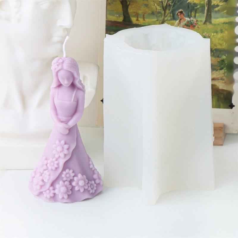 Flexible Silicone Mold Handmade Scented Candle Mould Flower Dress Girl Aromatherapys Jewelry Mold Home Decorations