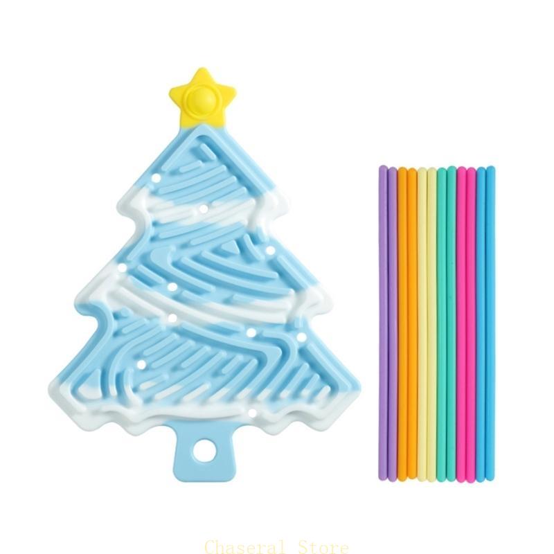 E7Ce Colorful Sticks Christmas Tree Pad Toy For Calming, Stress, Anxiety Christmas Gift With Sticks Toy Sensory Toy