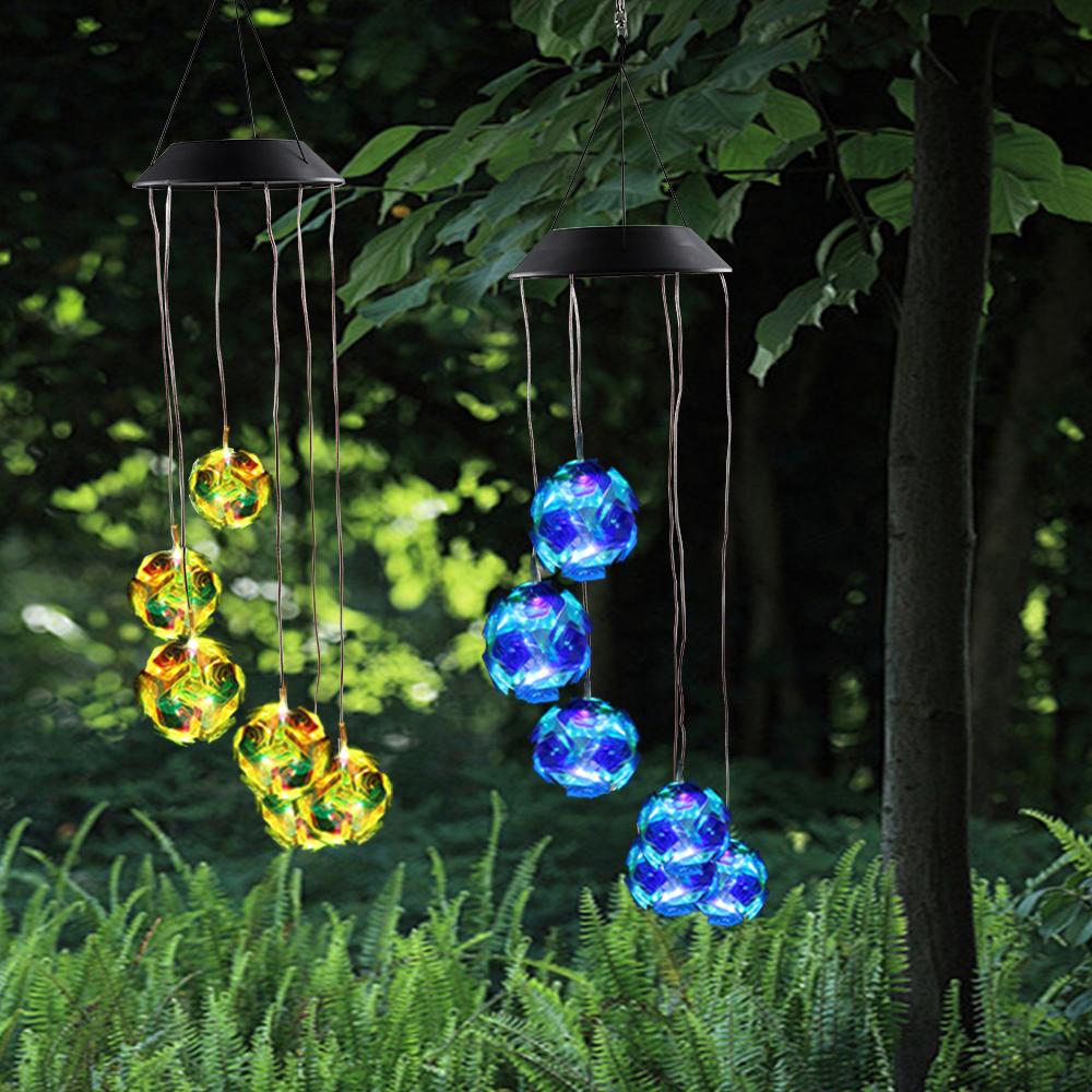 Solar Wind Chime Light Landscape Courtyard Light Rose Chandelier Solar Light LED Waterproof Color Gradient Garden Decoration