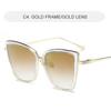 New Brand Designer Cateye Sunglasses Women Vintage Metal Glasses For Women Mirror Retro Lunette eil Femme UV400