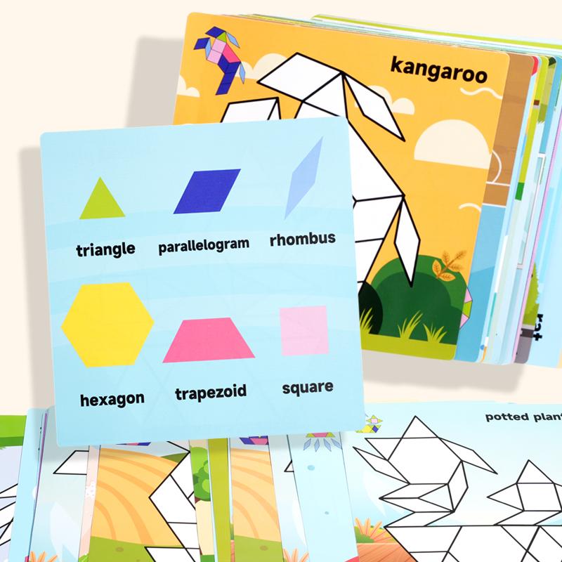 Geometric Magnetic Puzzle Shape Sorter Wooden Blocks Develop Imagination Safe Magnetic Puzzles Wood Tangram Geometric