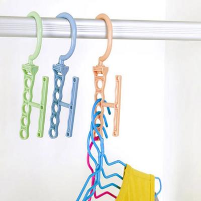 Plastic 5 Circle Multilayer Windproof Clothes Hanger Organizer Fixed Holder Storage Racks Buckle Hanger Anti-Slip Home