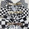 Black & White Plaid Bow Ribbon Hair Clip - Women's Fashion Headwear Accessory