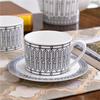 Luxury Bone China Coffee Cup Set European Retro Tea Cups with Sauce Dishes Elegant Home Office Gift for British Afternoon Tea