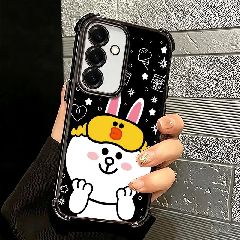 Cartoon Bear B-Browns C-Conys Plating Phone Case For Samsung A17 A07 A37 A57 A16 A56 A15 A55 A14 A54 A13 A53 A26 A36 A25 A35 A24