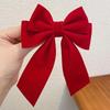 Velvet Red Bow Hair Clip for Girls, Chinese New Year Headdress, Princess-Style with Streamers