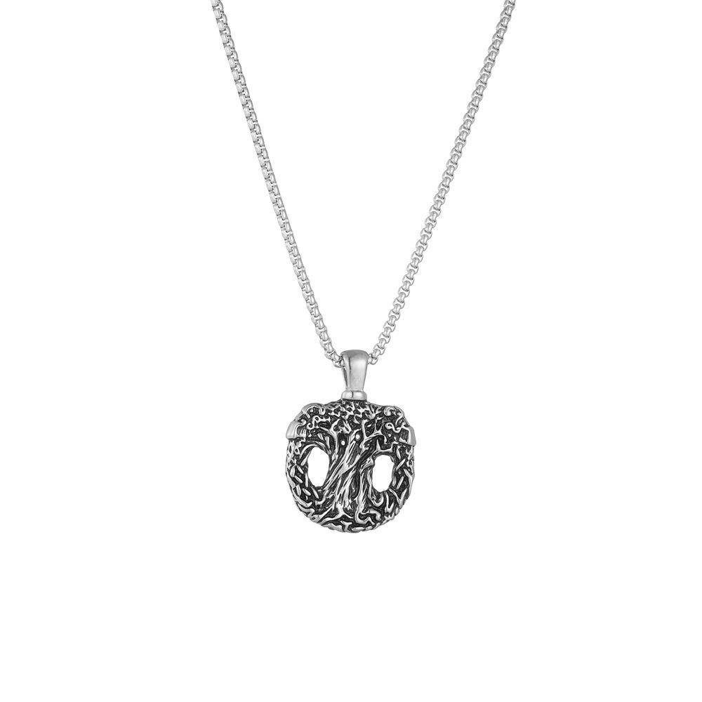 Nordic Viking Versatile Retro Necklace, Men s Tree of Life Hollow Casting Stainless Steel Pendant Necklace