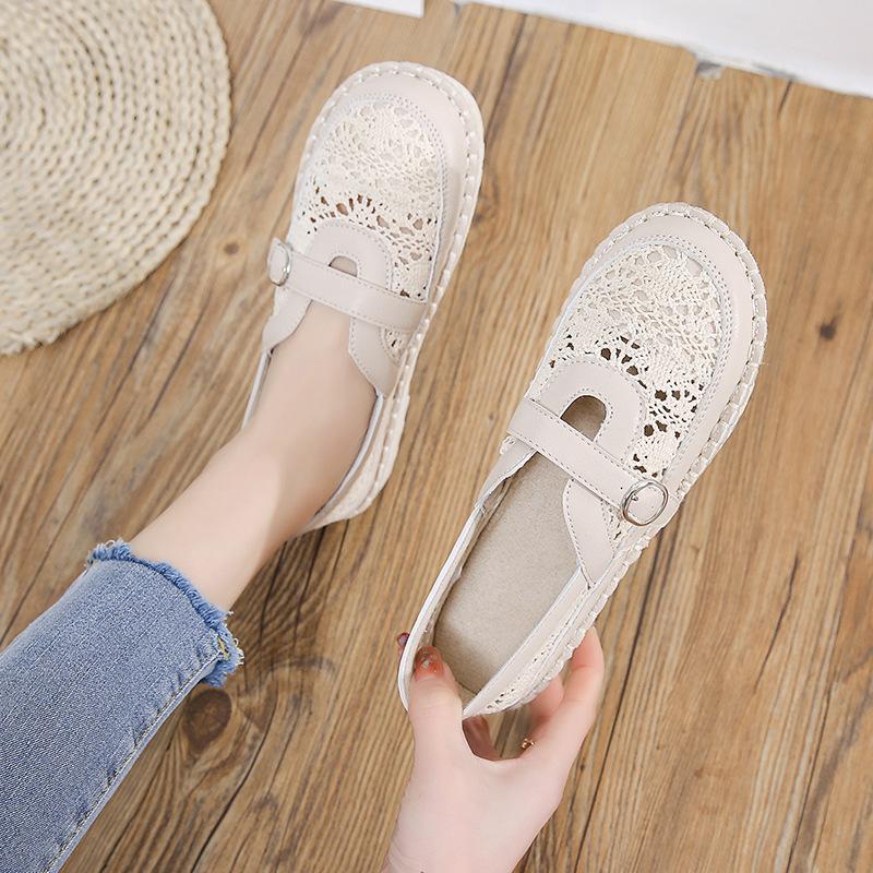 Fashion Hot Selling Women's Loafers Lace Hollow-out Elegant Women Flat Shoes Fashion Non-slip Versatile Ladies Shoes Solid Color Causal