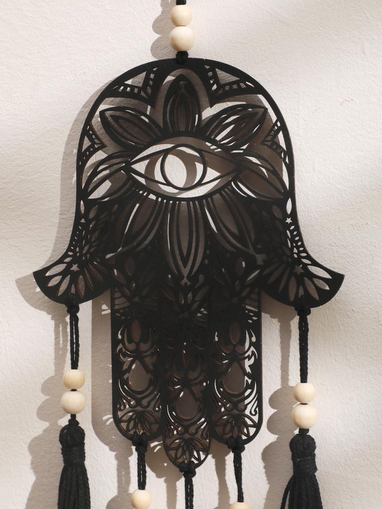 Wooden Wall Decor Wall Hanging Hamsa Hand Evil Eye Home Decor Macrame Hanging Decor Boho Home Decoration Macrame Room Ornament