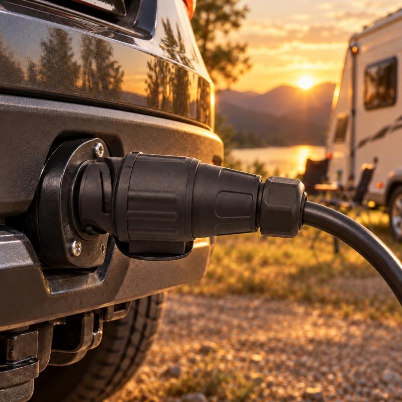 13-Pin Towing Vehicle Coupler for Trailer and Campers Electrical Connections, 12 V European-Style Interface for Lighting and Signal Circuits