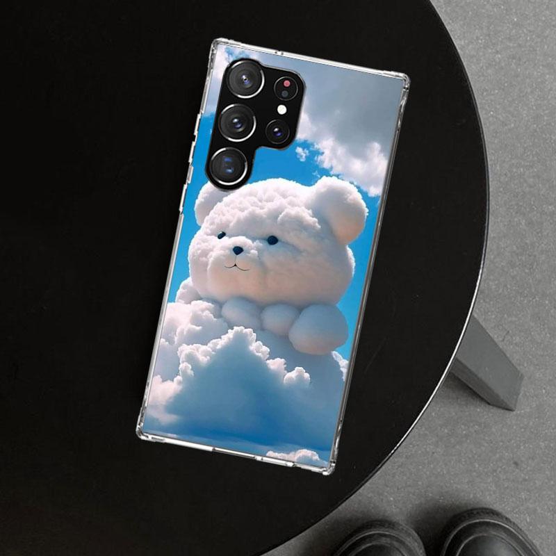 Sunny Clouds Teddy Bear Phone Case Cover for Samsung Galaxy S26 S25 Edge S24 S23 Ultra S22 Plus S21 FE S20 + Art Customized Fund