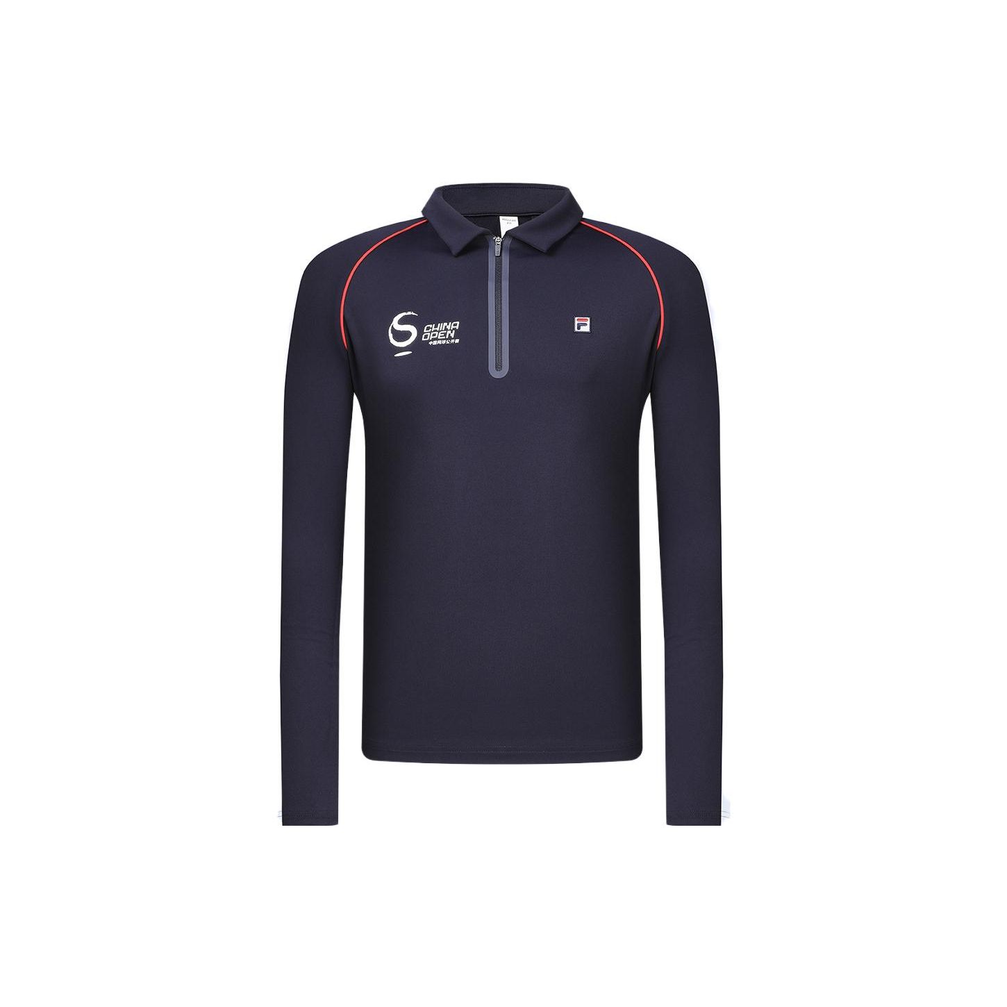 

FILA Letter Print Tennis Long Sleeve Polo Shirt Men tops Royal-Blue A11M343217F-NV XL