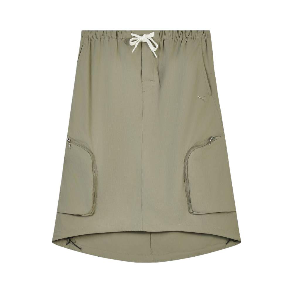 

Puma Office Woven Home Windproof Water-Repellent Moisture-Wicking Drawstring Front Short Back Long Zipper Pocket Woven Casual Long Skirt 636254-81 S