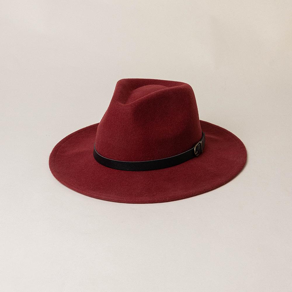 Autumn and winter new fashion casual belt buckle decorative wool woolen jazz hat shopping stage retro wool felt top hat