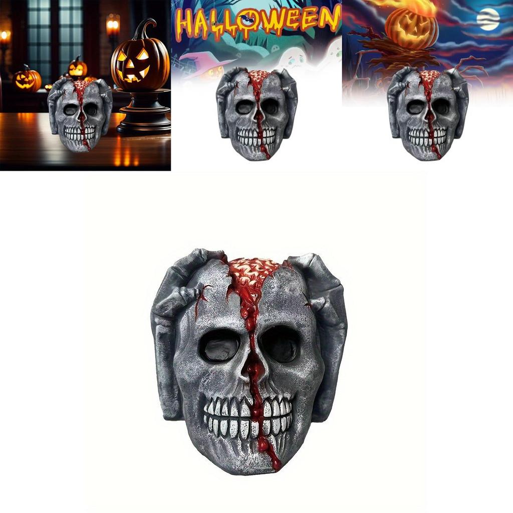 Halloween Skull Decor Figurine With Latex Material For Festive Atmosphere