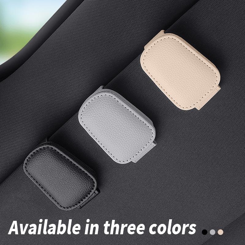 2pcs Car Glasses Holders- Magnetic Faux Leather Clip for Eyewear On Car Visor - Organizer for Glasses, Cards, And Tickets