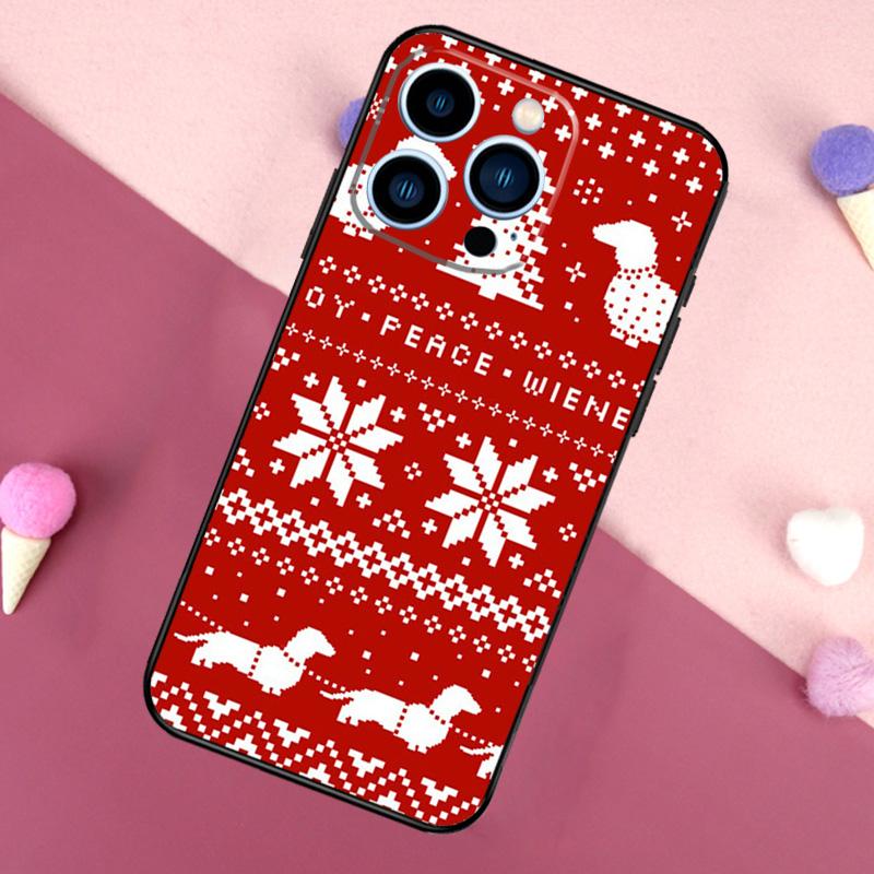 Dachshunds Christmas Sweater Pattern Phone Case For iPhone 16 15 13 12 11 14 Pro Max Mini X XR XS 14 Plus Cover