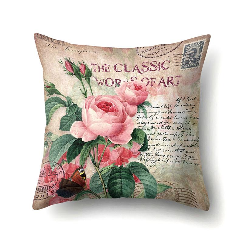 Polyester Pillowcase Automobile Decoration Retro Print Pillowcase Waist Cushion Cover Tower Bedside Cushion Cover