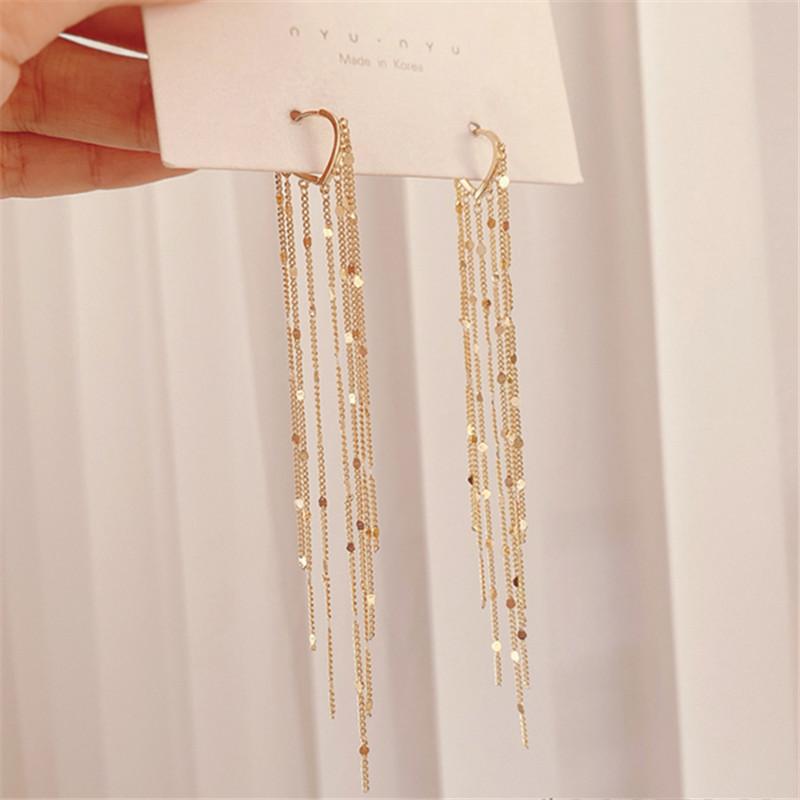Shiny Long Tassel Glitter Drop Earrings for Women  Long Chain Dangle Earring Wedding Party Jewelry Gifts