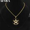 Hexerei Pentagram Edelstahl Kette Halsketten Herren Gold Farbe Halsketten Anhänger Schmuck colgantes mujer moda N1112S02