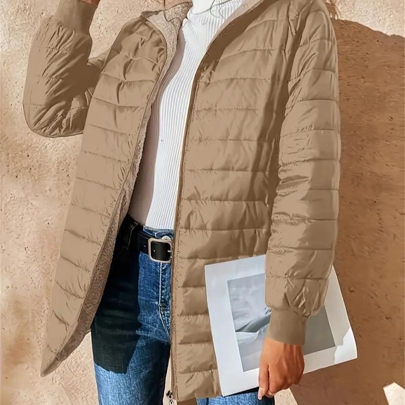 

Осень и зима новая средней длины 2025 с капюшоном приталенная плюс бархатное хлопковое пальто теплая дубленка топы женская куртка XXXL хаки