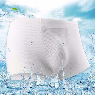 Yousheng Men Boxer Underwear Solid Color U-Convex Breathable Shorts Briefs Elastic Mid-Waist Casual Versatile Panties Daily Wear