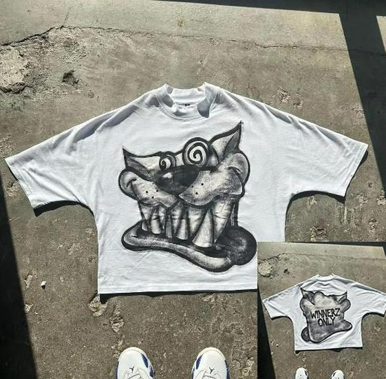 

2024 Trendy European & American Cross-Border Straight Shoulder Print T-Shirt, Short Sleeve Top L