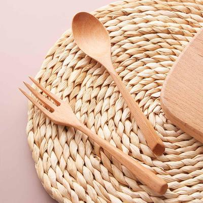 Natural Eco-friendly Wood Handle Kitchen Salad Ice Cream Wooden Spoon Tableware Fork Utensils