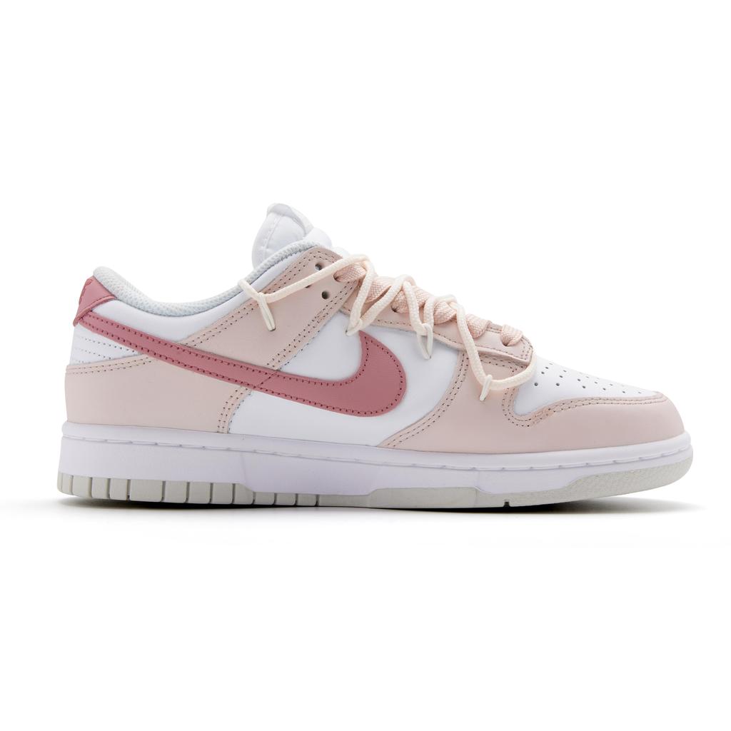 Nike Dunk Synthetic Leather, Artificial Leather Slip Resistant Cushioning Low top Skateboard Shoes Women's White Pink DD1503-103(Team44-)