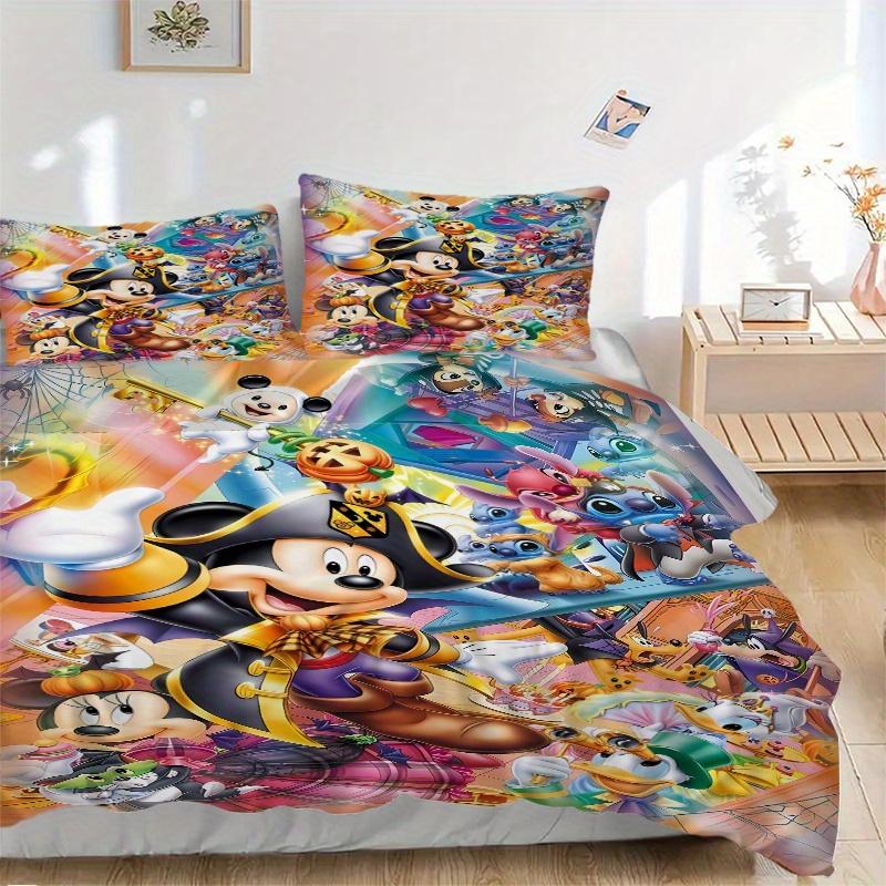

3pcs Mickey and Minnie Halloween Night Theme Bedding Set, Including 1 Quilt Cover and 2 Pillow Shams, Without Filling, Soft and Comfortable Home 135x200cm