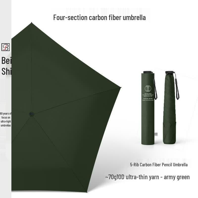 Bishi Ultralight 3-Fold Carbon Fiber Sun & Rain Umbrella