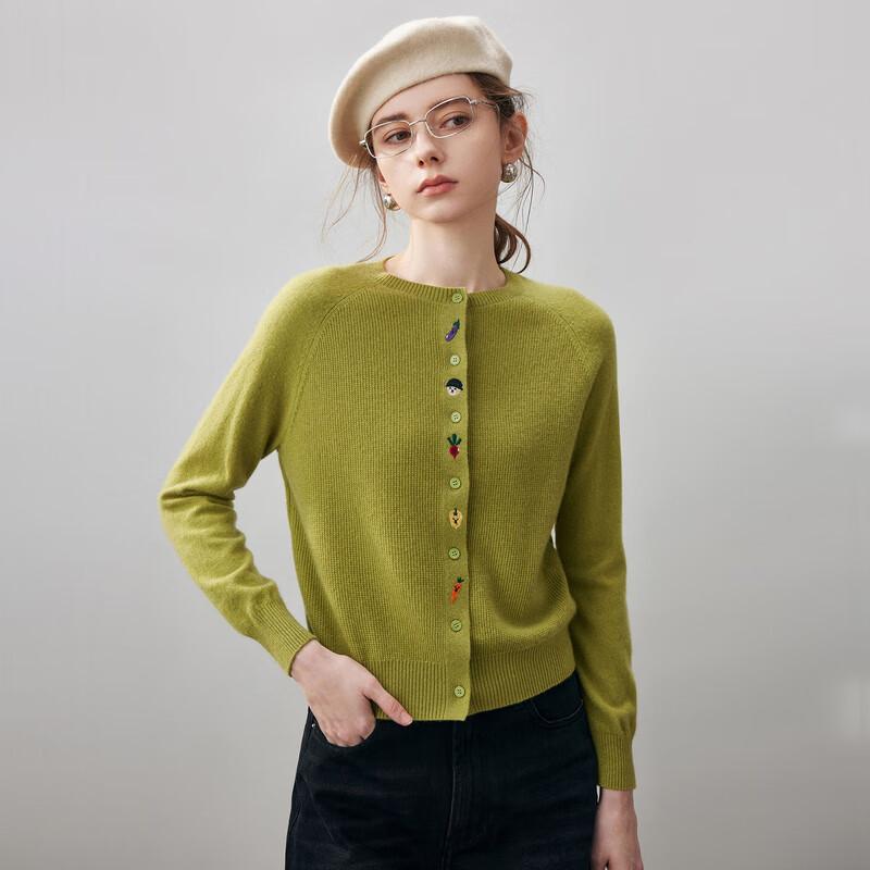 Komom Boka Women's Round Neck Cashmere Cardigan Sweater