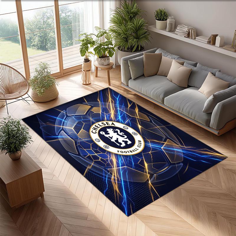 Chelsea FC bedruckter Flanell-Teppich rutschfest weicher Polyester-Bodenbelag Indoor Dekorationsmatte für Schlafzimmer Wohnzimmer Sofa Spielzimmer Heimdekoration