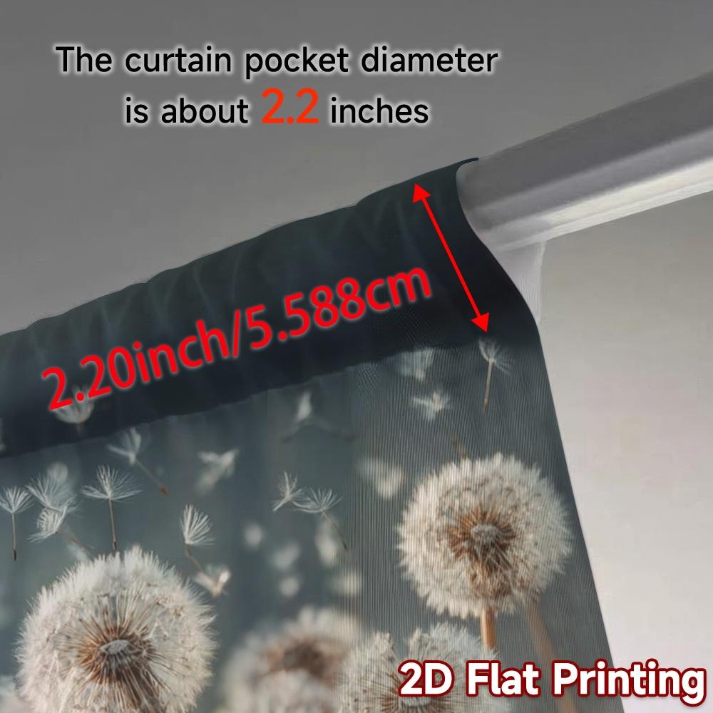 2pcs   2D FLAT PRINTING Curtains (Without Rod) Dandelion Drift Modern Light Filtering Curtains Durable Polyester Curtains