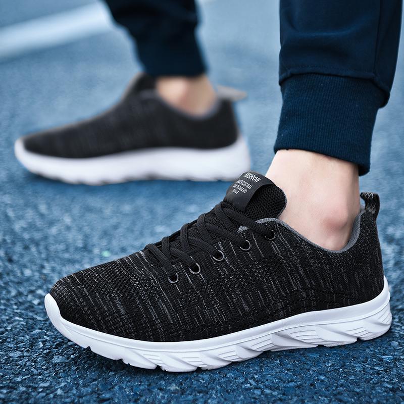 Мужская обувь Лето Черные сетчатые дышащие кроссовки Мягкая подошва Нескользящие — фото 11