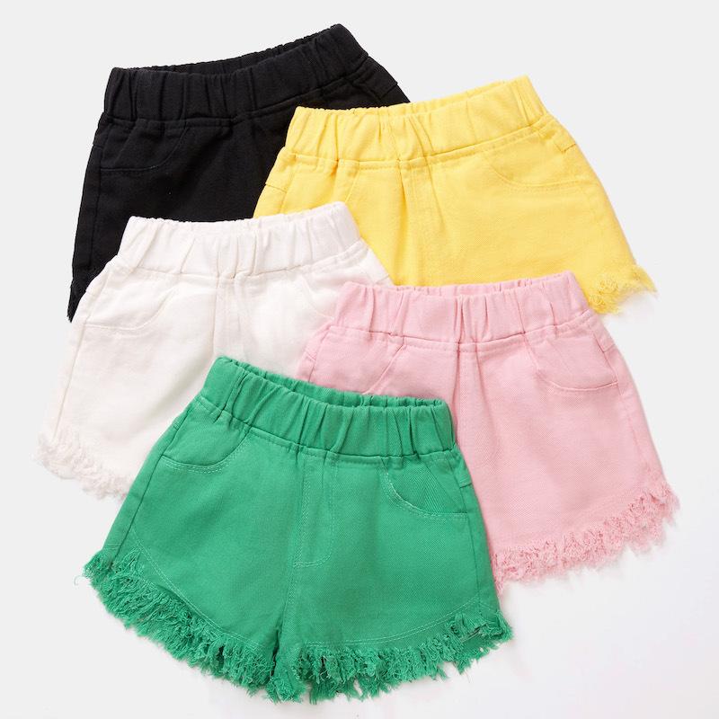 Sommer-Mode-Shorts für Mädchen Denim-Shorts mit bunten Fransen für große Jungen für 3 bis 12 Jahre Oberbekleidung Trendige Kinderhosen