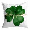 St. Patrick's Day Peach Skin Velvet Pillowcase, Green Four-leaf Clover Printed Sofa Pillow Cushion