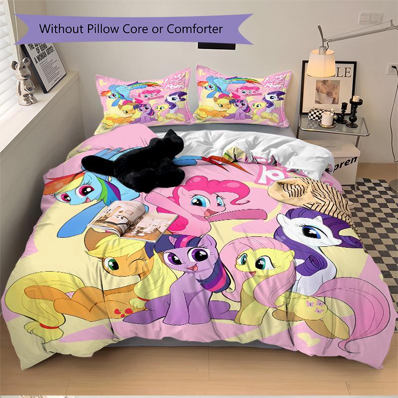 3pcs bedding set My Little Pony Includes 1 Comforter + 2 Pillowcases, Without Pillow Inserts, Soft Comfortable,a0910254
