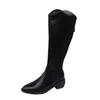 Black Pointed Toe Ladies Knee High Shaft Shoes Waterproof Women's Long Boots