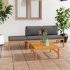 VidaXL Garden Lounge Set 4 Pcs with Cushions, Grey Solid Teak Wood