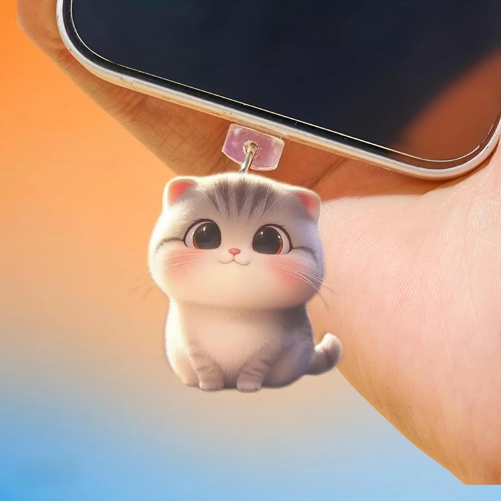 2D Acrylic Style Random 5-Piece Phone Dust Plug, Bright Colors, Long-Lasting, Dust-Proof and Durable, Suitable for Holiday Gifts