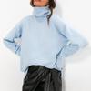 Frauen Herbst Winter Lose High Neck Langarm Einfarbig Pullover Chic Gestrickte Tops