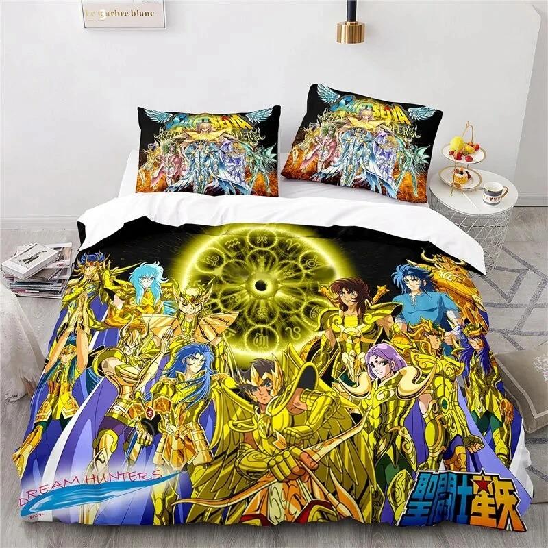 Anime Saint Seiya LOST CANVAS Bedding Set Duvet Cover Bed Set Quilt Cover Pillowcase Comforter king Queen Size Boys Adult