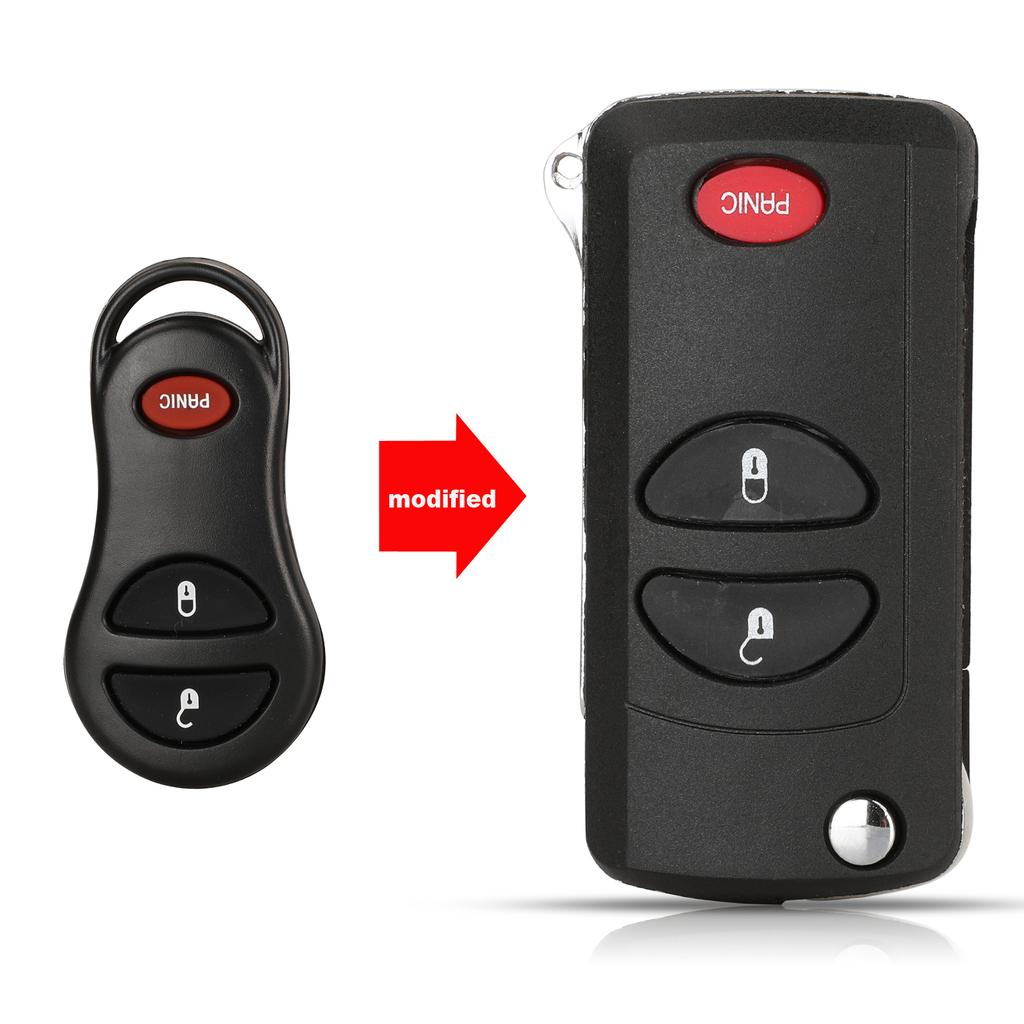 Jingyuqin Modifizierter Klappschlüsselrohling Gehäuseabdeckung für Chrysler Sebring Jeep Liberty Dodge Sender 2/3/4 Tasten Fob Schale