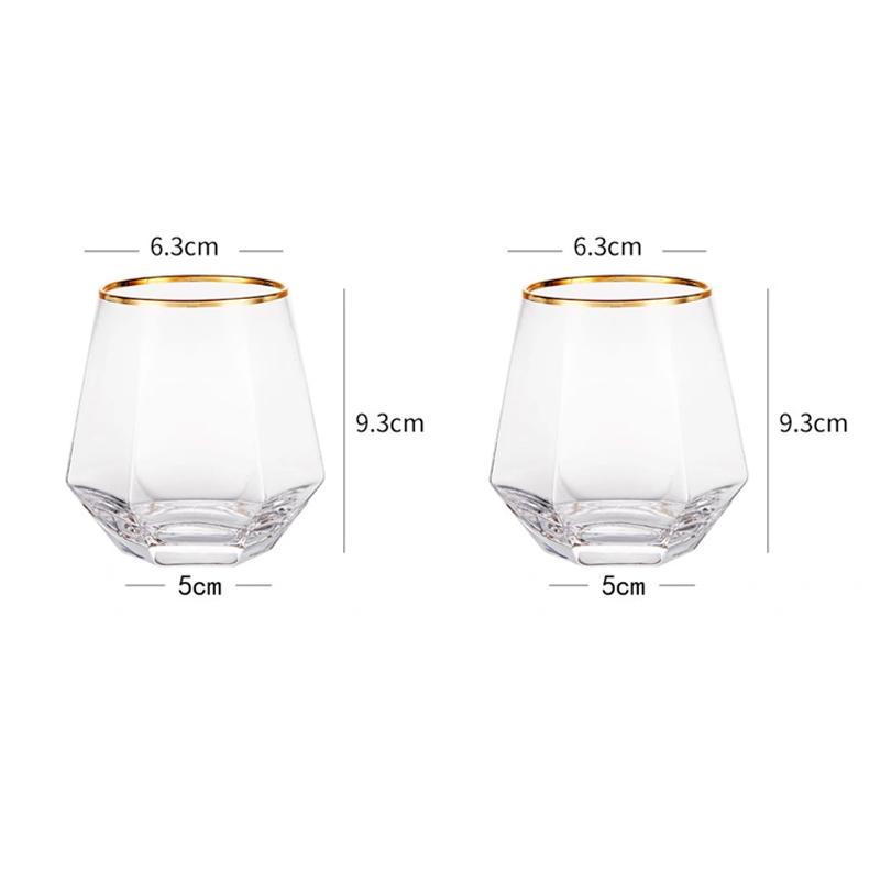 2 Stück/1 Stück Sechseckiges Glas Geschenk für Freund 320ml Buntes Transparentes Trinkgeschirr Whiskey Weingläser Haushalt Saftbecher Wassergläser