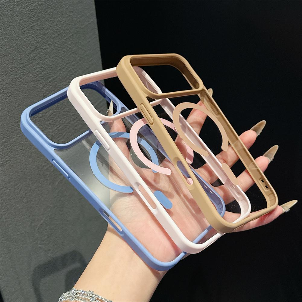 Luxus Bonbonfarbe Magnetisch Für Magsafe Hülle Für iPhone 17 Pro Max Klar Matt Kante Hybrid Silikon Weich Hart Rückabdeckung Schale